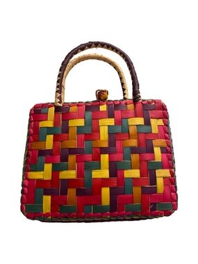 Handwoven Multicolor Women's Top-Handle Bag-11x9x3 drop -6 multi straw 
NWOT